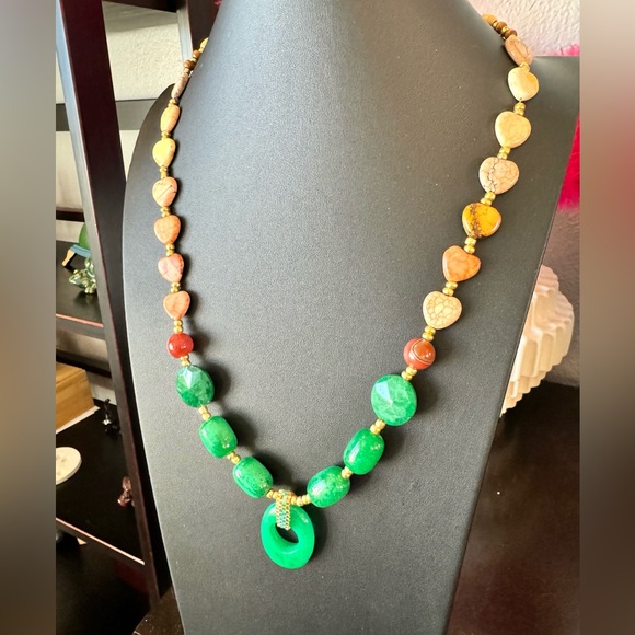 Artisan Beaded Necklace with Hearts - Picture 3 of 6